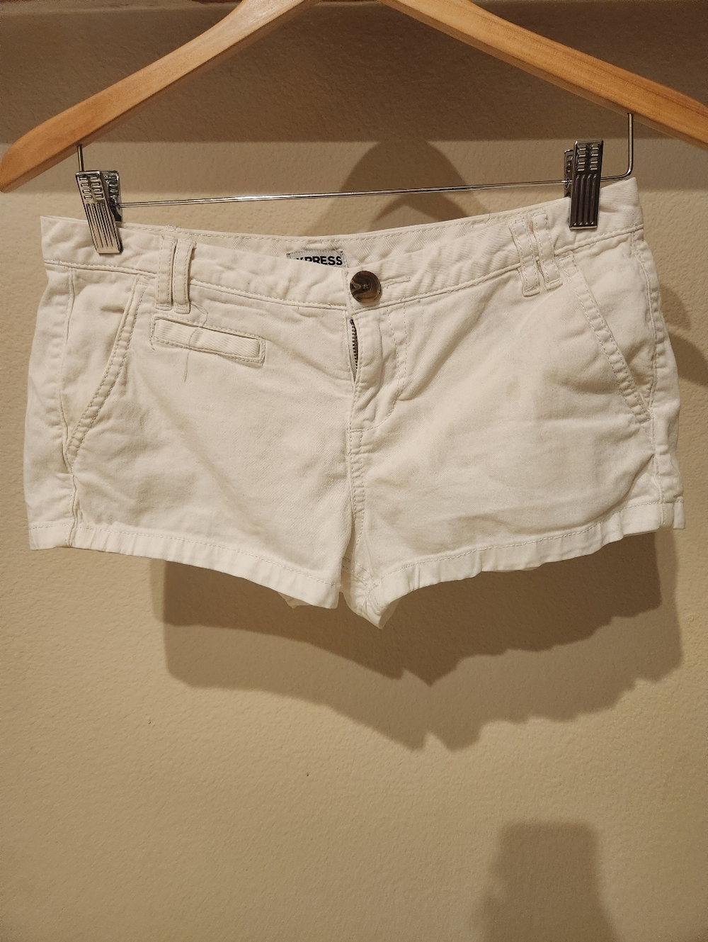 Express White Cotton Blend Classic Shorts